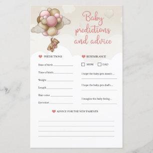 Teddybjörn rosa Baby Förutsägelser och Råd spel