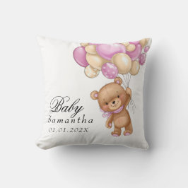 Teddybjörn Rosa Ballong Baby Shower Kuddlock Kudde