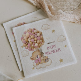 Teddybjörn Rosa Ballonger Baby Flicka Shower Dekor Pappersservett
