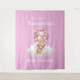 Teddybjörn Rosa ballonger baby Shower bakgrund