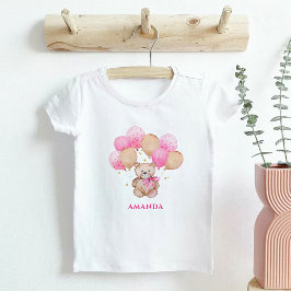 Teddybjörn rosa ballonger Baby T-Shirt