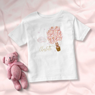 Teddybjörn Rosa ballonger Guldskrift T Shirt