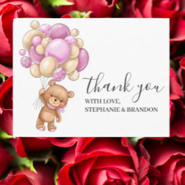 Teddybjörn ROSA Ballonger Tack Kort