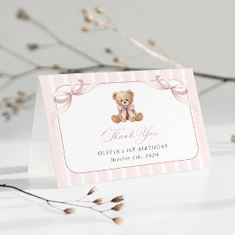 Teddybjörn, Rosa Band, Rosa Ränder, Första Födelse Tack Kort