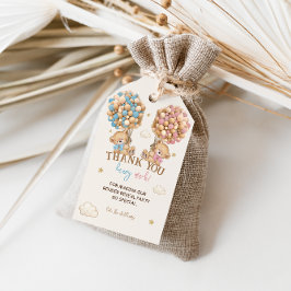 Teddybjörn Rosa Blå Boho Könsbestämning Tack Presentetikett