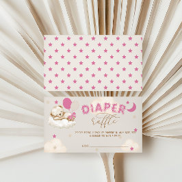 Teddybjörn Rosa Fin Baby Shower Blöja Lotteri Tilläggskort