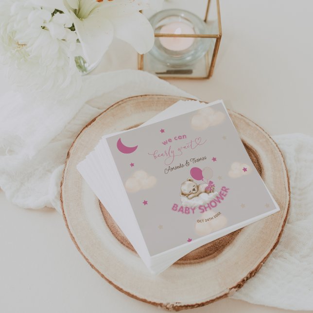 Teddybjörn Rosa Fin Babyfirande  Pappersservett (Skapare uppladdad)