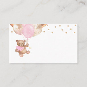Teddybjörn Rosa Guld Ballonger Baby Shower Placeringskort