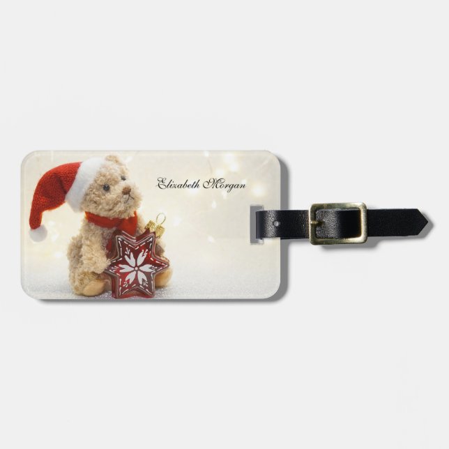 Teddybjörn,Santahatt,Juldekoration Bagagebricka (Horisontell Framsida)