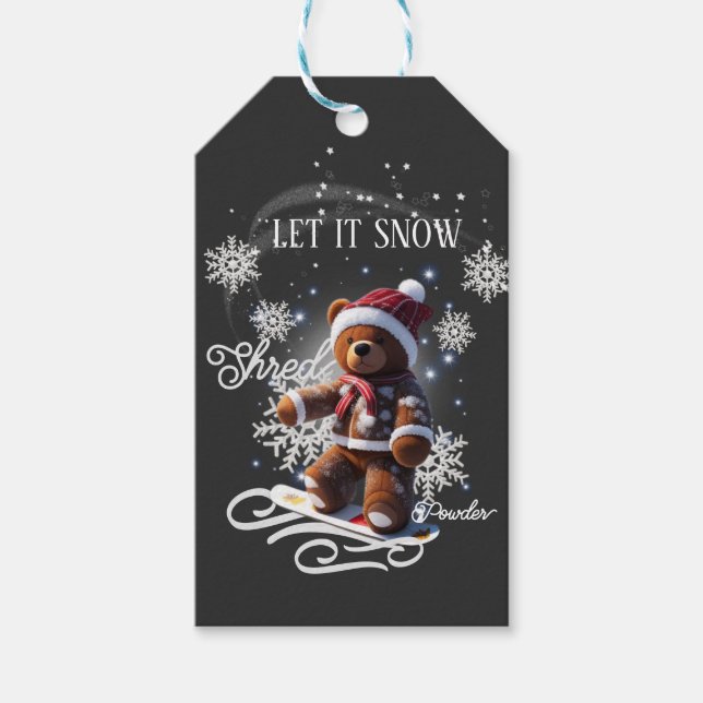 Teddybjörn Snowboard/Kör/Gaveetikett Presentetikett (Framsidan)