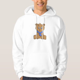 Teddybjörn som bär en blå halsduk hoodie