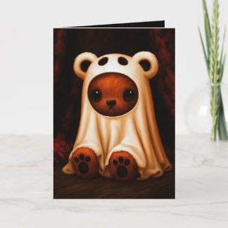 Teddybjörn spök Halloween kostym illustration Kort