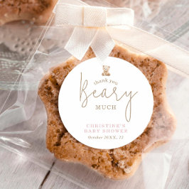 Teddybjörn Tack Baby Shower Runt Klistermärke