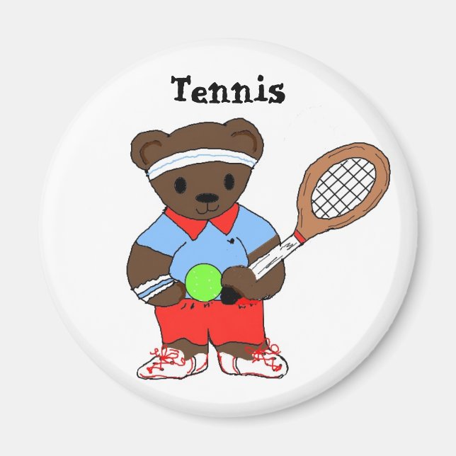 Teddybjörn Tennisspelare Magnet (Framsidan)