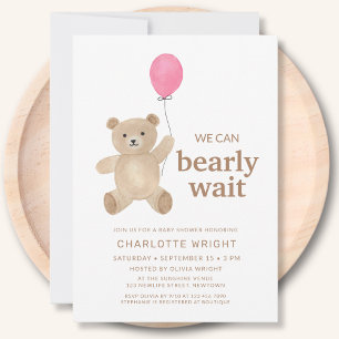 Teddybjörn tjej baby shower inbjudningar