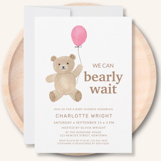 Teddybjörn tjej baby shower inbjudningar (Skapare uppladdad)