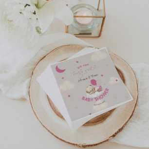 Teddybjörn tjej baby shower rosablommig rosa pappersservett