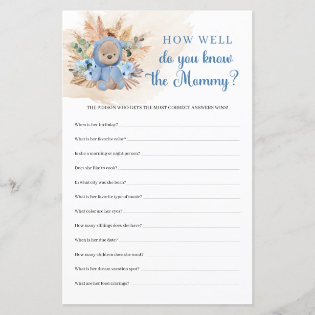 Teddybjörn tropisk Hur Väl Känner Du Mamma (Framsida)