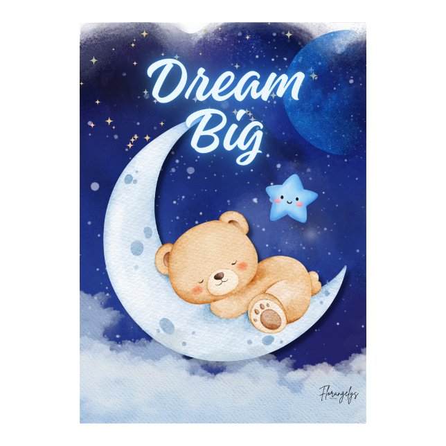 Teddybjörn utskrivbar väggkonst affisch-dröm stort (Teddy Bear printable wall art poster-dream big)