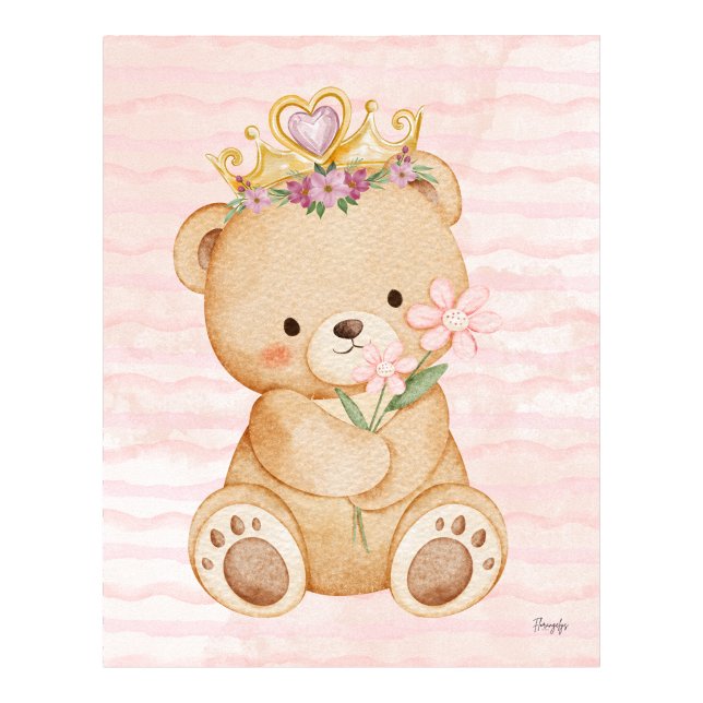 Teddybjörn väggkonst affisch Min prinsessa (Teddy bear wall art poster My Princess)