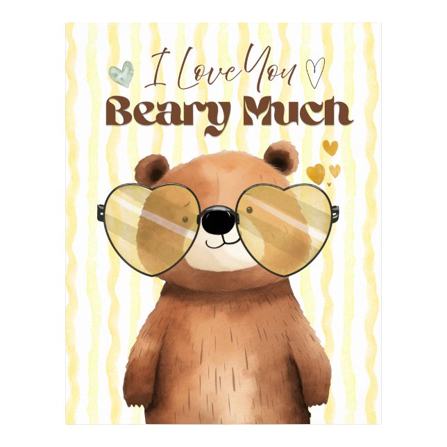 Teddybjörn väggkonst Jag älskar dig så himla mycke (Teddy bear wall art I love you beary much poster)