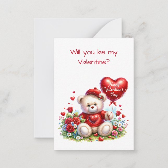 Teddybjörn Valentine Class Exchange Platt Kort (Framsida)