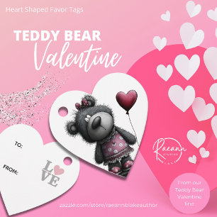 Teddybjörn Valentine Hjärtformade Förmånsetiketter Gåvor Etiketter