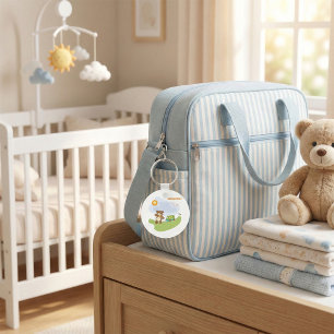 Teddybjörn Välkommen Bebis Barnkammardesign Nyckelring