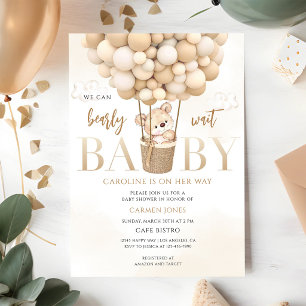 Teddybjörn varmluftsballong - Baby Shower Inbjudningar