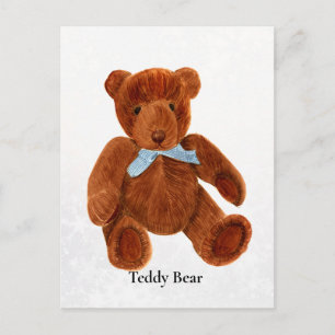 Teddybjörn Vattenfärg Målning Postkort Vykort