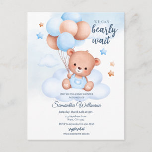 Teddybjörn Vattenfärg Pojke Bebis Shower Anpassnin Vykort