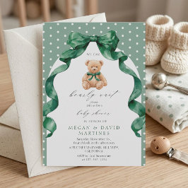 Teddybjörn Vi kan knappt vänta Pojke Babyshower Inbjudningar