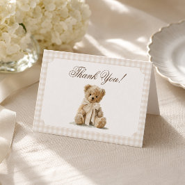 Teddybjörn Vintage Baby Shower Tack Kort