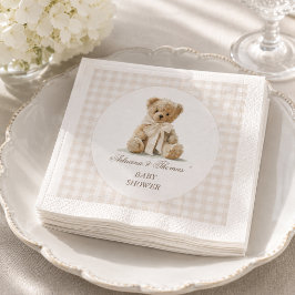 Teddybjörn Vintage Gingham Bebis Shower Pappersservett