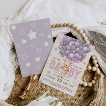Teddybjörn Violett Rosa Babyflicka Babyshower