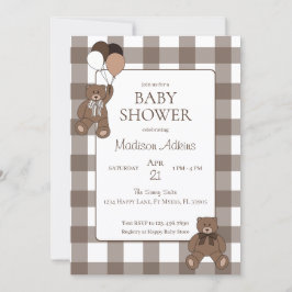 Teddybjörnar Baby Pojke Brun Babyfirande Inbjudningar
