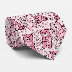 Teddybjörnar med hjärtan och rosa - Alla hjärtans Slips