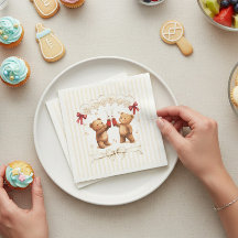 Teddybjörnar redo att poppa Baby Shower servetter