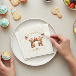 Teddybjörnar redo att poppa Baby Shower servetter