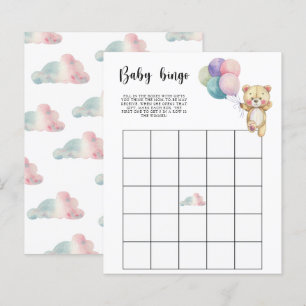 Teddybjörnballonger - Baby shower bingo spel
