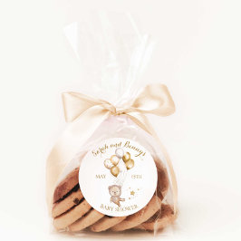 Teddybjörnballonger Baby Shower Fördel Dekoration Runt Klistermärke