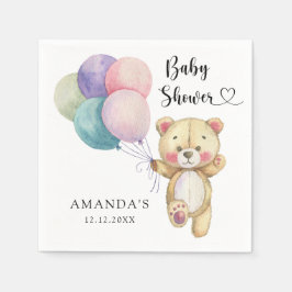 Teddybjörnballonger - Baby Shower Pappersservett