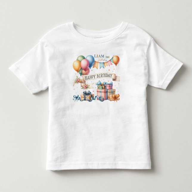 Teddybjörnballonger Barn Foto Födelsedag T Shirt (Framsida)
