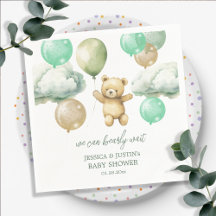 Teddybjörnballonger Grön himmel Baby Shower