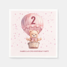 Teddybjörnballonger Pastellrosa bebis födelsedag Pappersservett