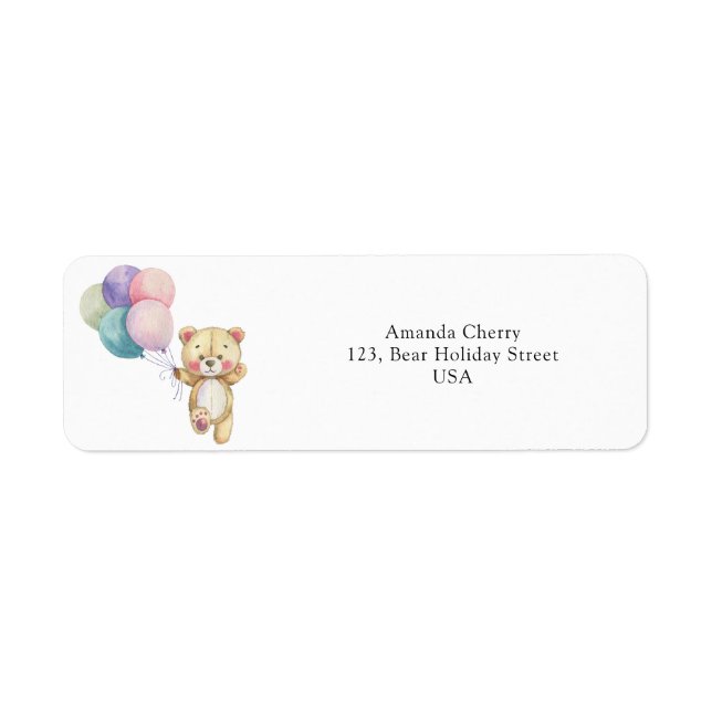 Teddybjörnballonger Returadress Etikett (Framsidan)
