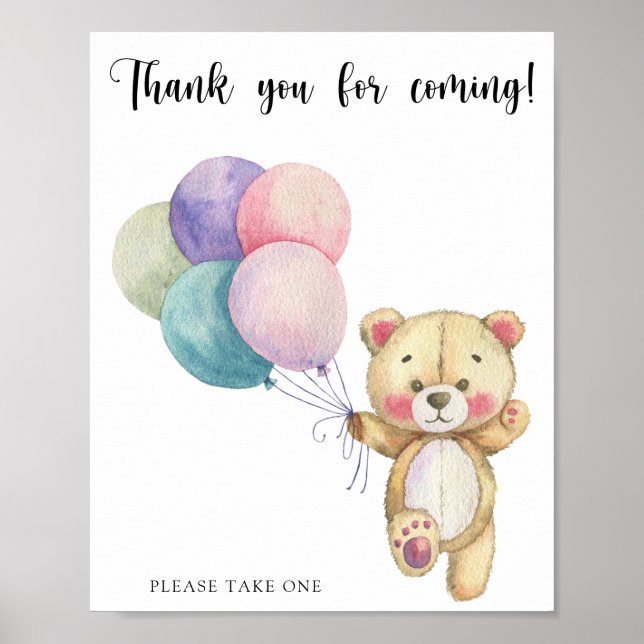 Teddybjörnballonger - Tack för att ni kom Poster (Framsidan)
