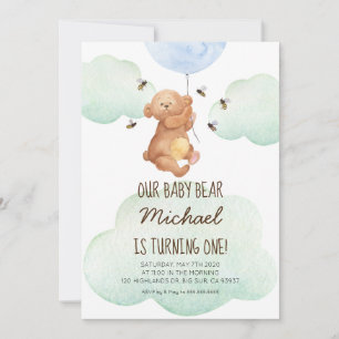 Teddybjörnbin Babybjörn 1-års inbjudan