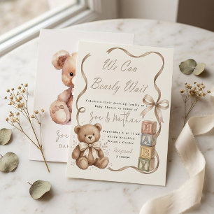 Teddybjörnblock Baby Shower Inbjudningar