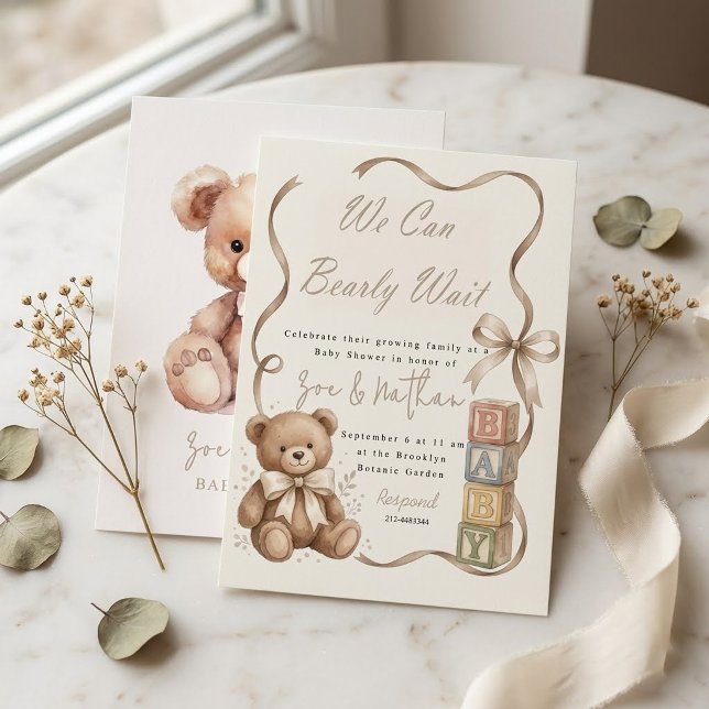 Teddybjörnblock Baby Shower Inbjudningar (Skapare uppladdad)